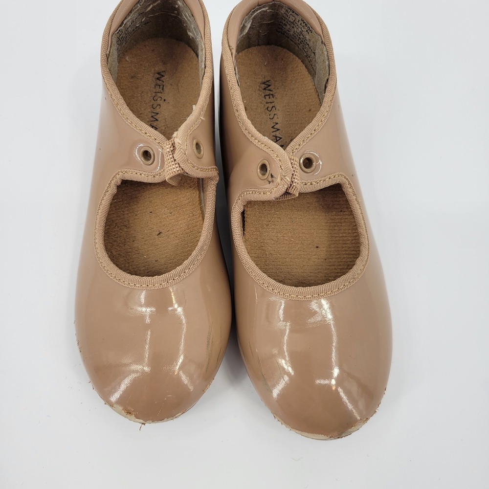 Weissman Tap Shoes Kids 11C Tan Patent Leather W600 Dance Shoes Dancewear - Picture 3 of 10